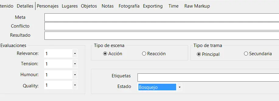 Detalles de Escena