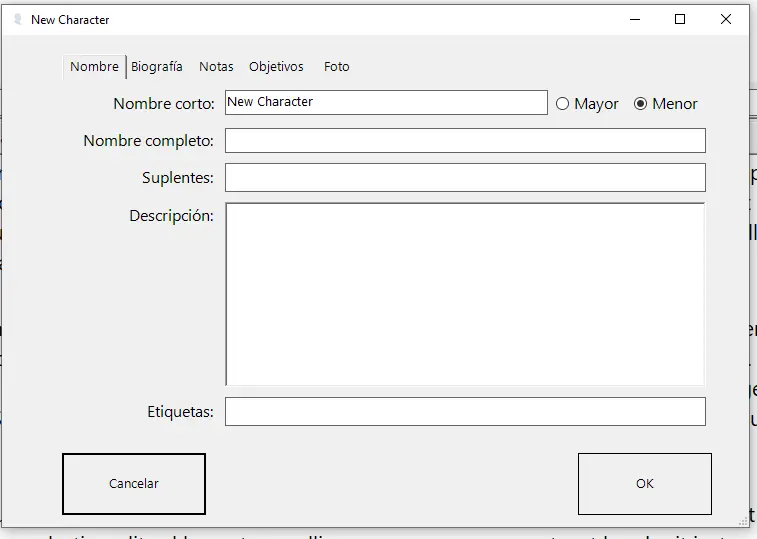 Ficha de Personaje