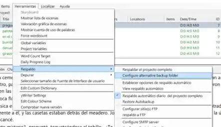 Configuración de respaldo alternativo